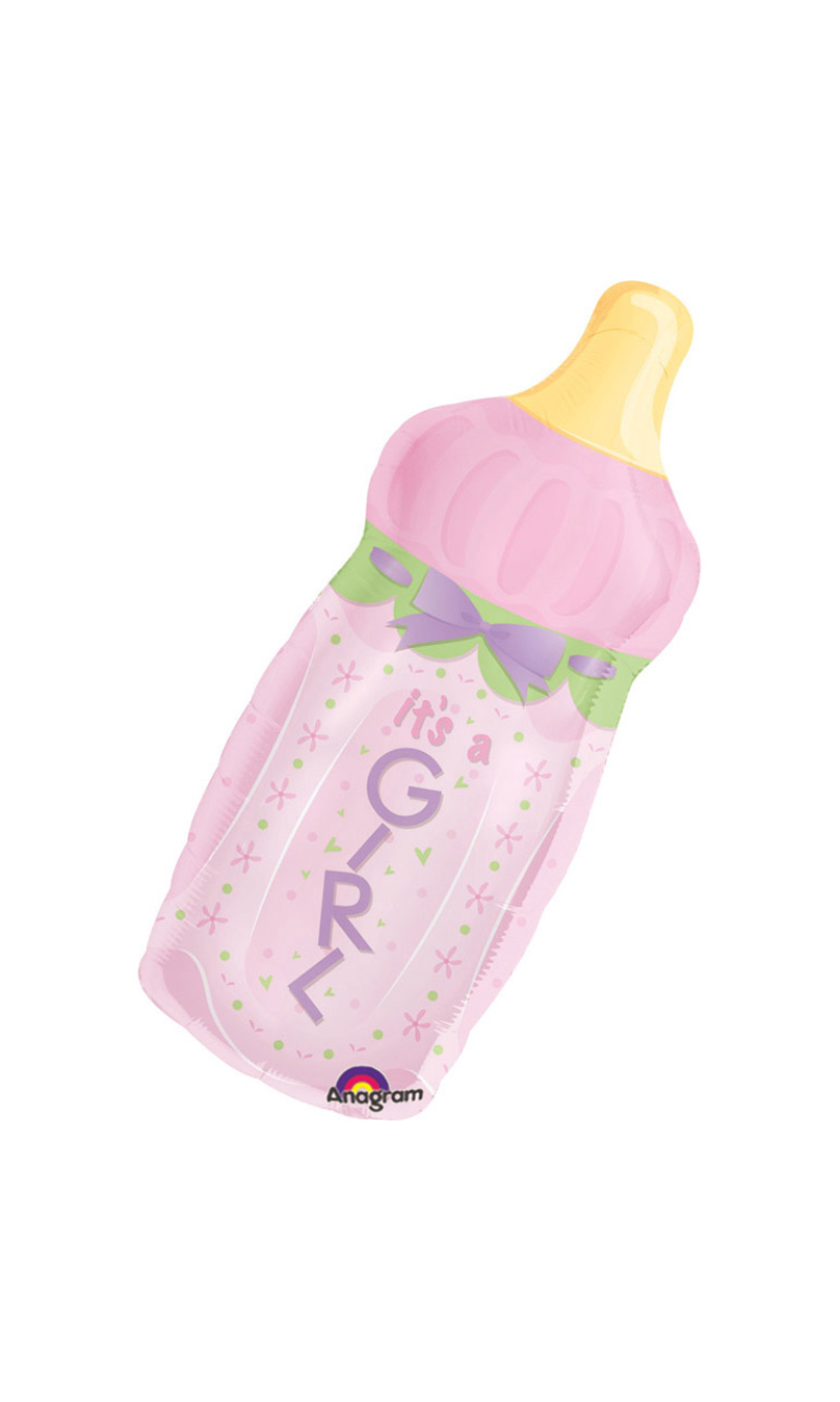 SuperShape Baby Bottle It's A Girl Foil Balloon (33 x 79cm)