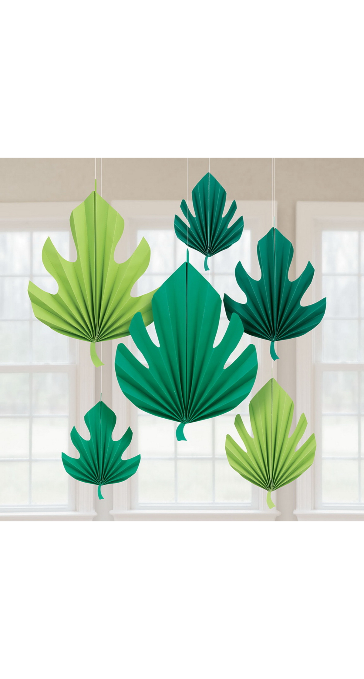 Palm Leaf Paper Fan Decorations 20.3cm (30.4cm / 40.6cm) - 6pk