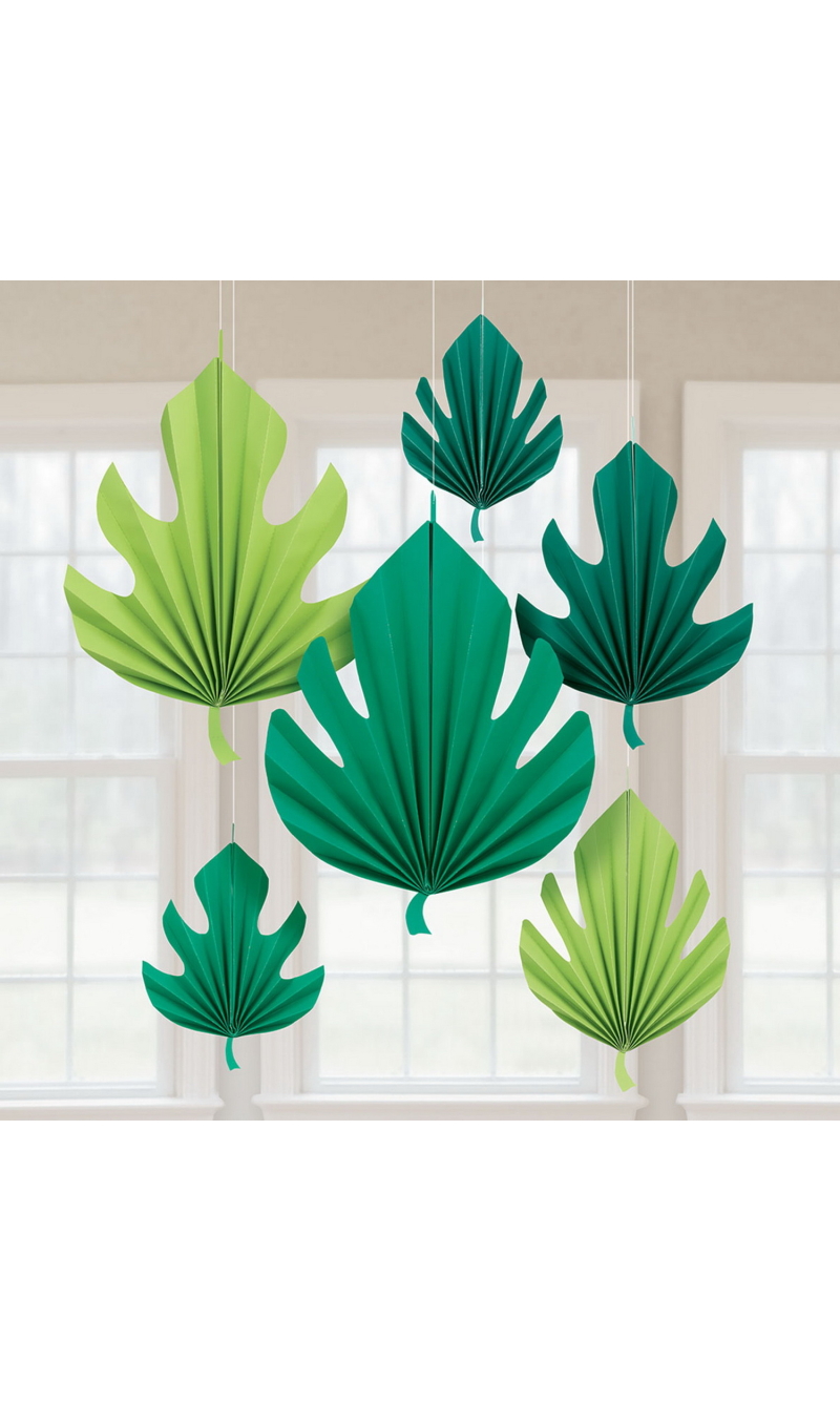 Palm Leaf Paper Fan Decorations 20.3cm (30.4cm / 40.6cm) - 6pk
