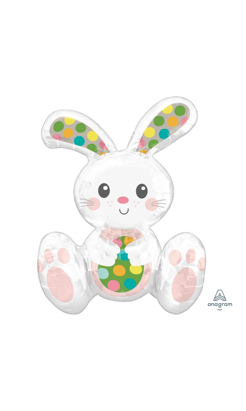Multi Balloon Sitting Easter Bunny Foil Balloon (38cm x 50cm)