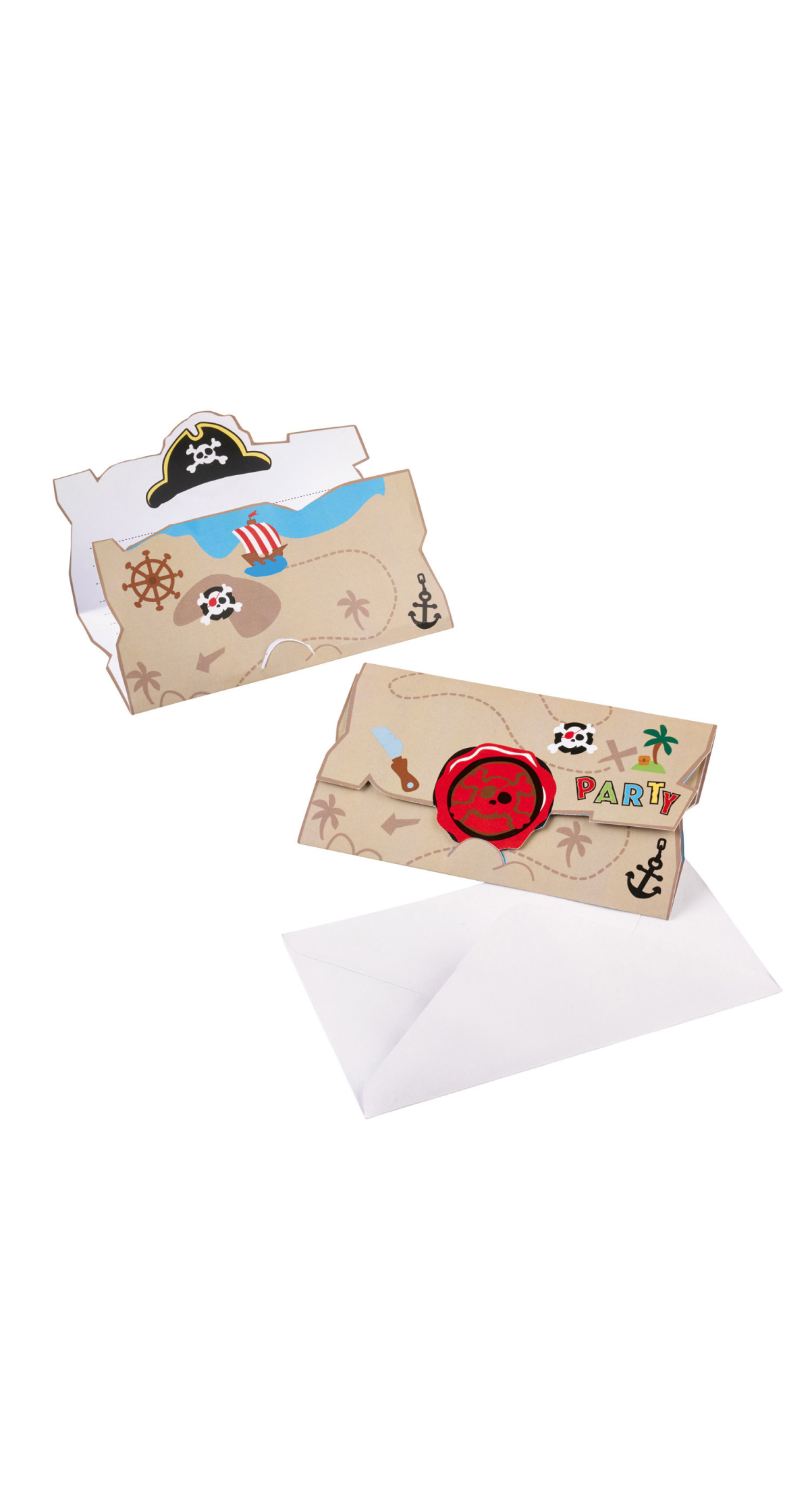Pirate Invitations & Envelopes ((7.9cm x 14.1cm) - 8pk