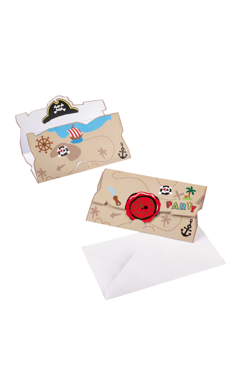 Pirate Invitations & Envelopes ((7.9cm x 14.1cm) - 8pk