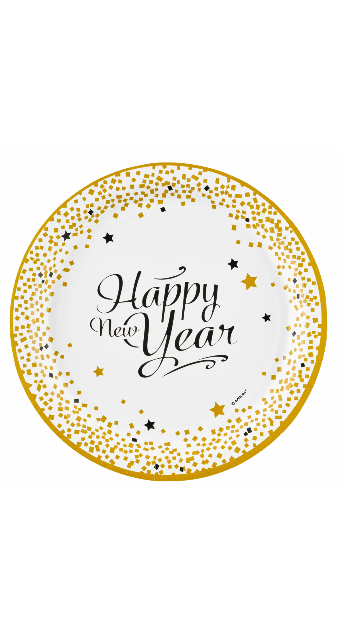 Happy New Year Golden Wishes Paper Plates 23cm - 8pk