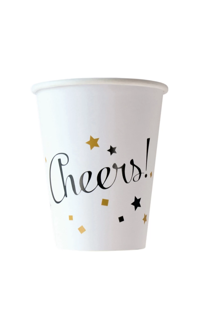 Cheers Paper Cups Golden Wishes 250ml - 8pk
