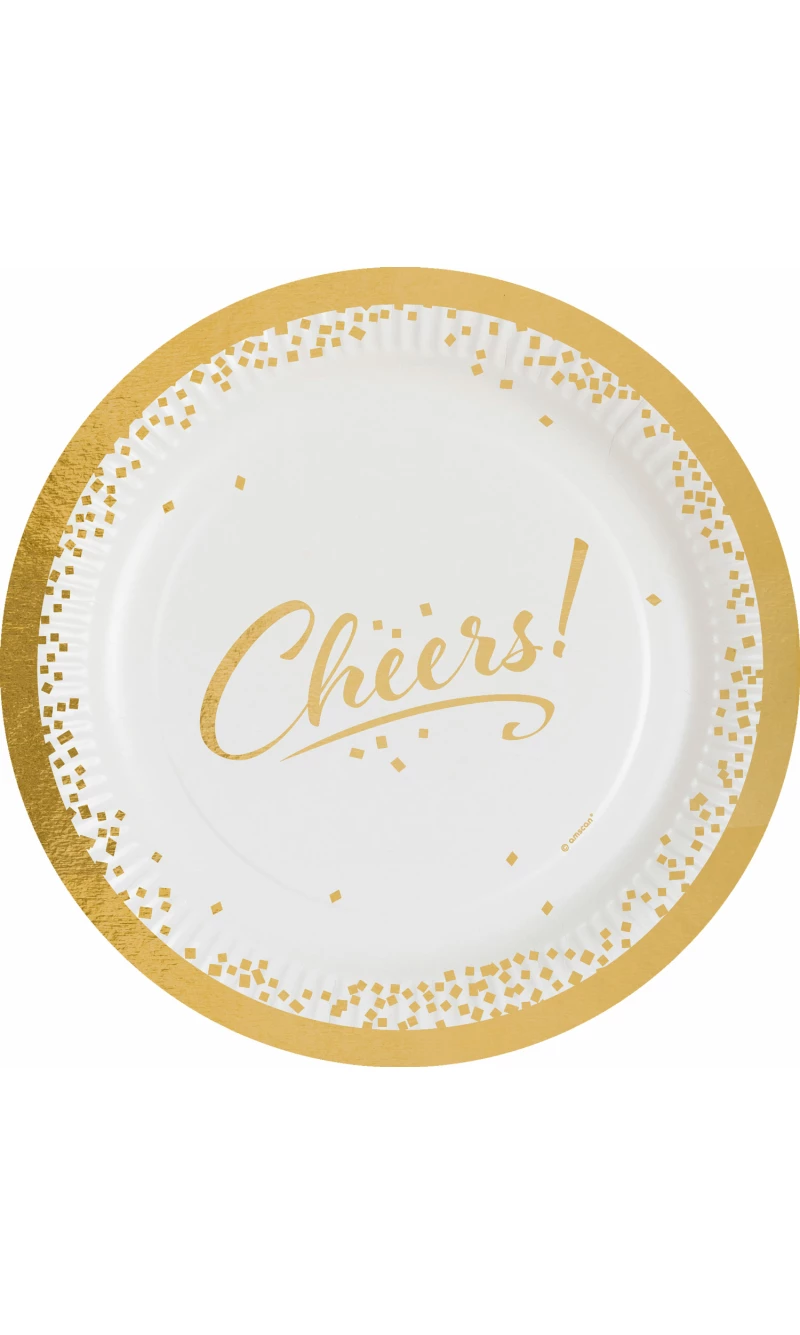 Cheers Paper Plates Golden Wishes 23cm – 8pk 