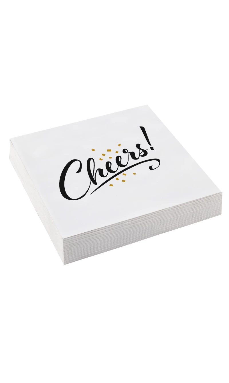 Cheers Golden Wishes Napkins 33 x 33cm - 20pk