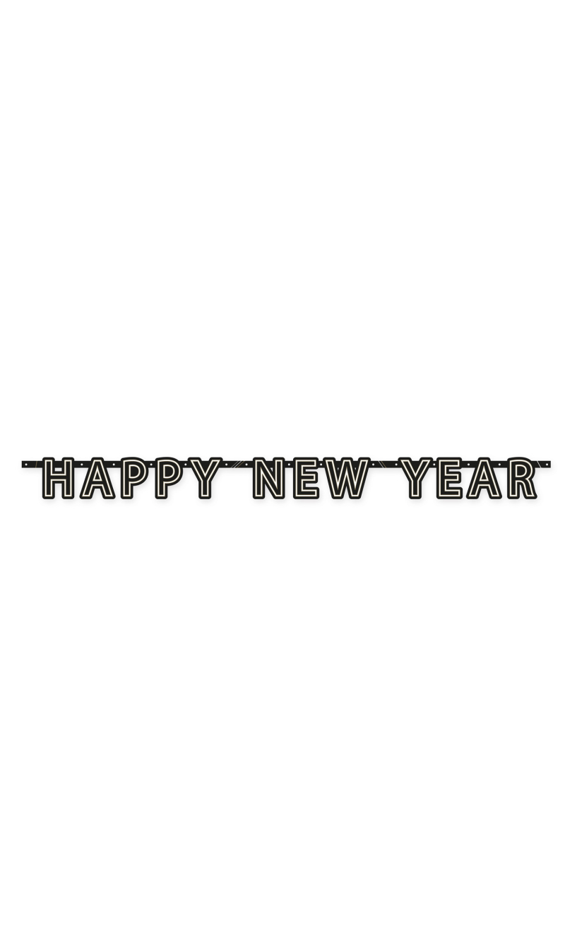 Happy New Year Letter Banner Elegant Wishes - 180 x 13.2cm