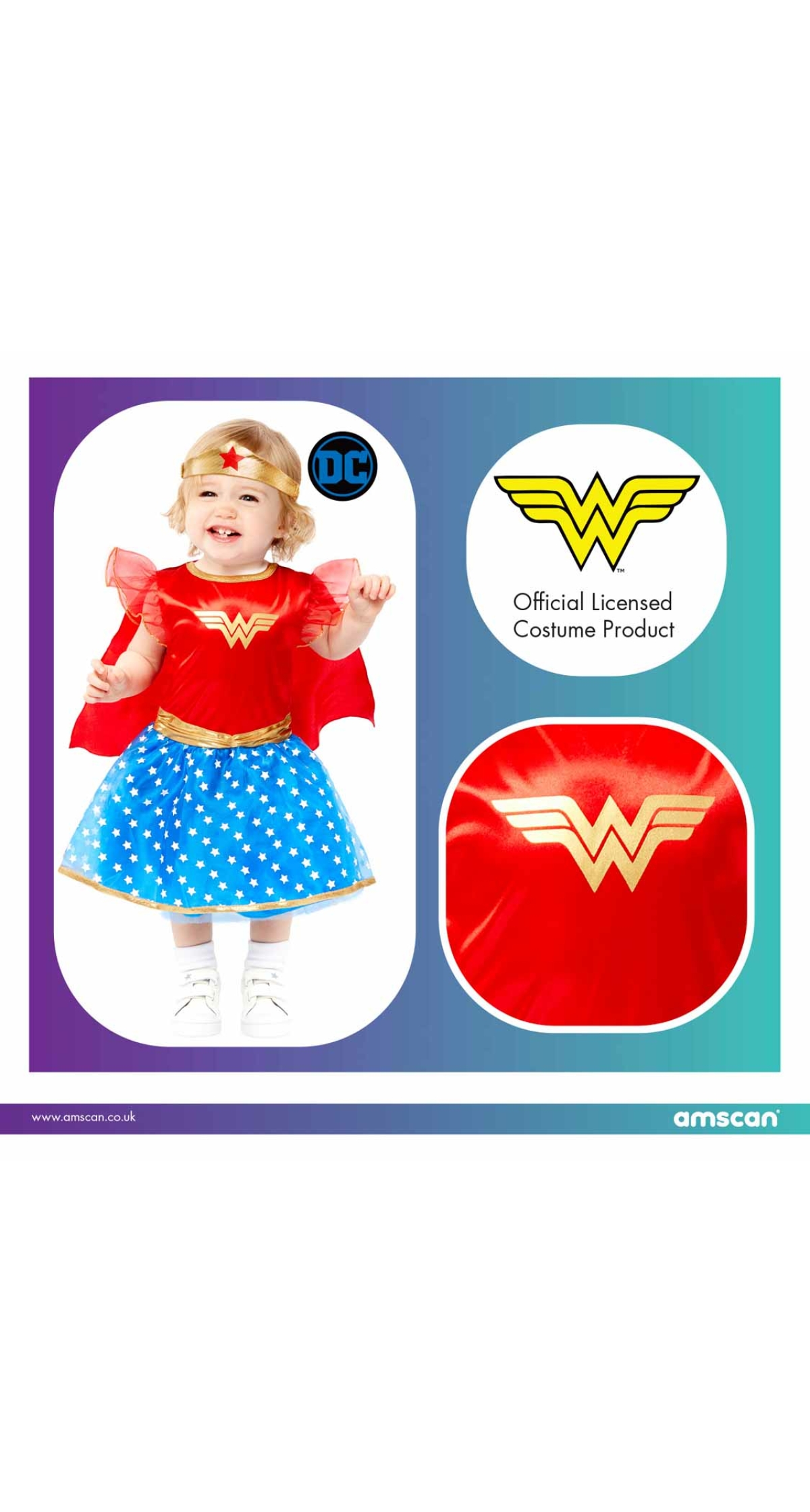Official Licensed Wonder Woman Costume - Age 2 to 3 Years