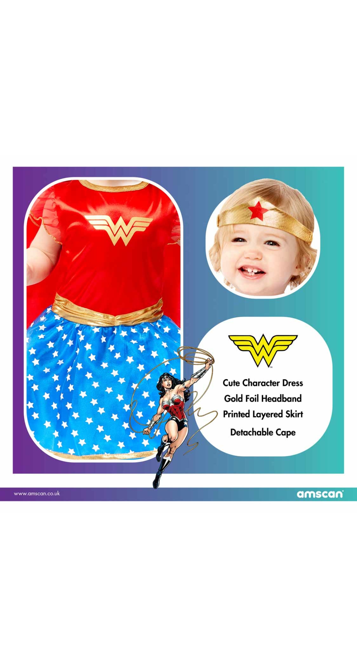 Official Licensed Wonder Woman Costume - Age 2 to 3 Years