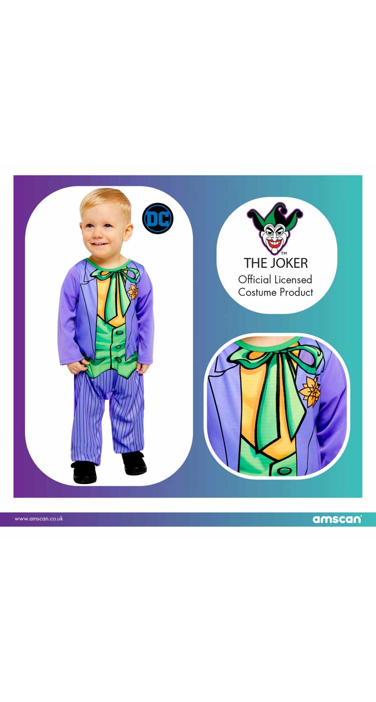 Official Licensed Joker Comic Costume - Age 18 to 24 Months