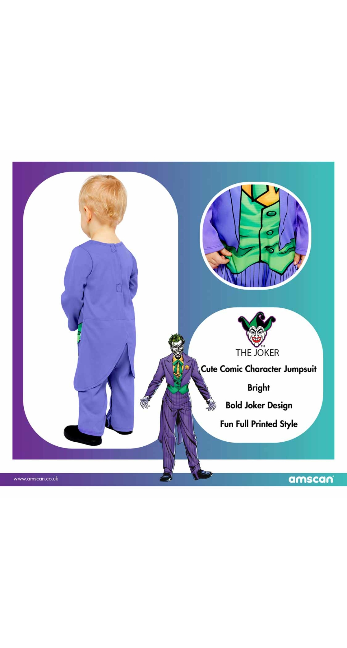 Official Licensed Joker Comic Costume - Age 18 to 24 Months