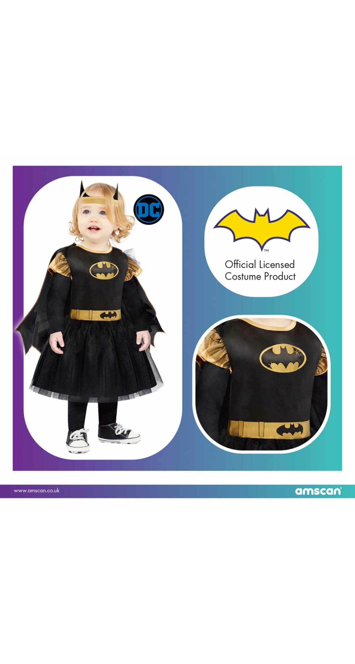 Official Licensed Cute Little Batgirl Costume - Age 2 to 3 Years
