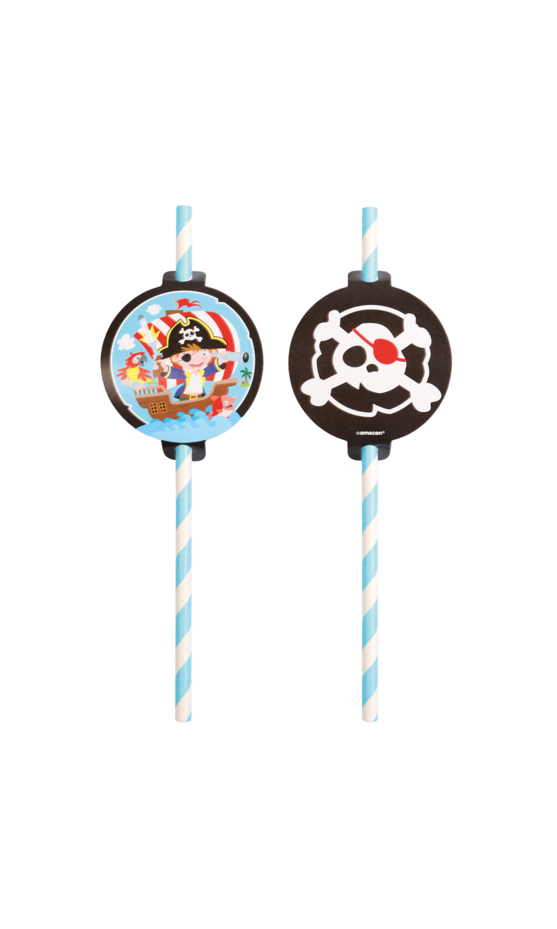 Pirate Paper Drinking Straws 19,7cm - 8pk