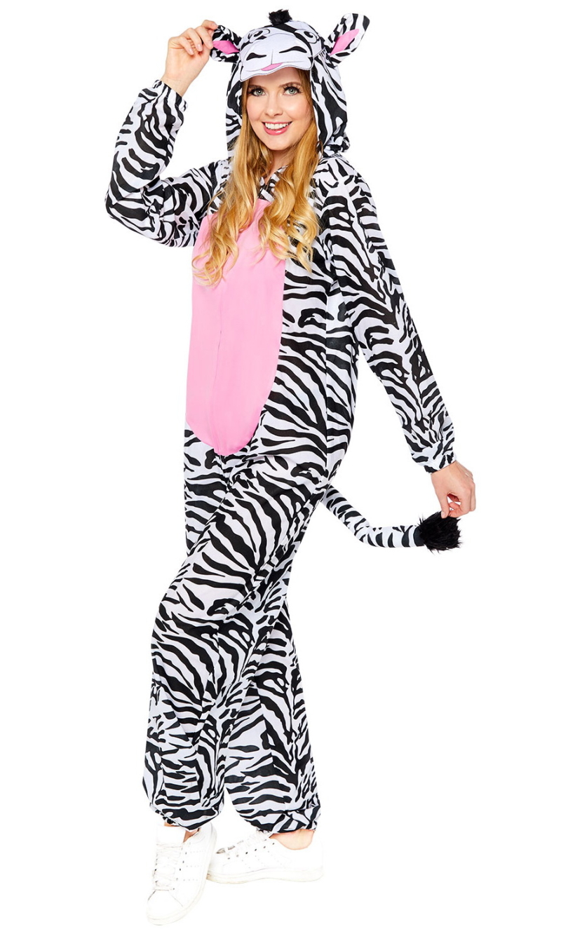 Cutie Zebra Onesie Costume - Adult Size Plus