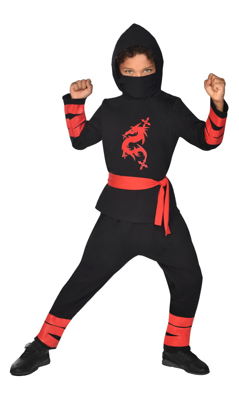 Black & Red Ninja Warrior Costume - Age 3 to 4 Years