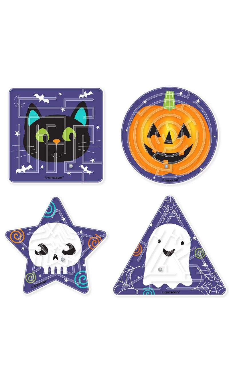 Halloween Assoerted Maze Puzzles Party Favours - 4pk