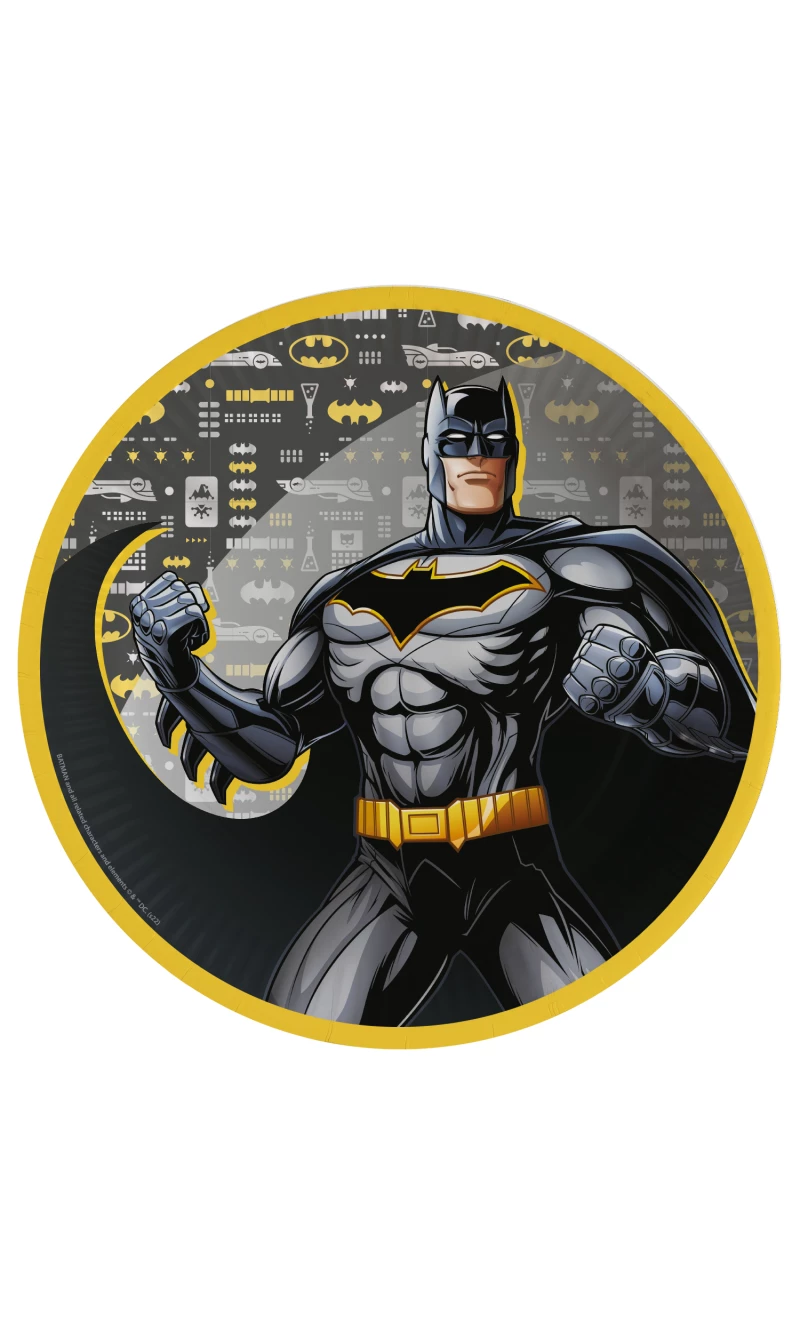 Batman Round Paper Plates 23cm - 8pk