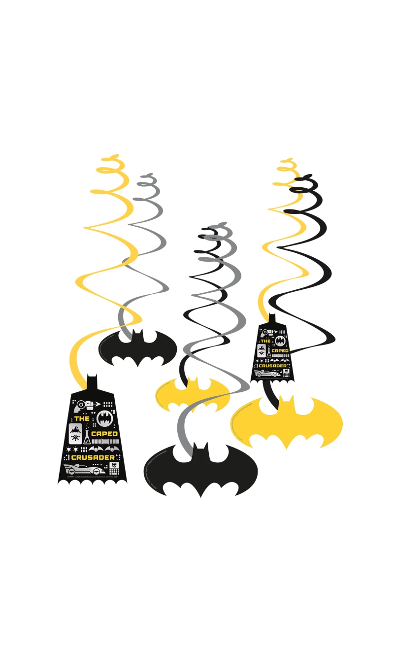 Batman Swirl Decorations Length 60cm - 6pk