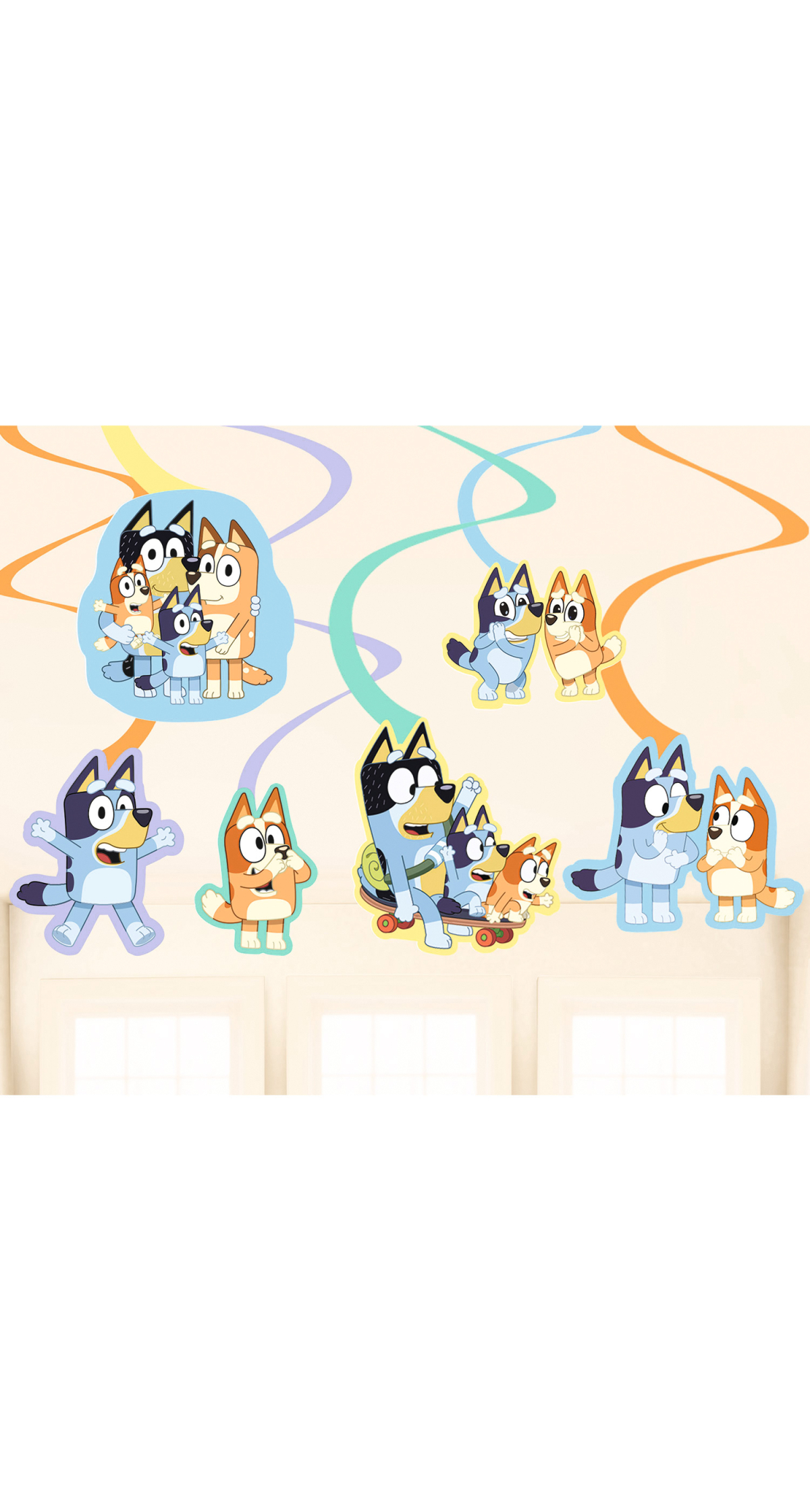 Bluey Swirl Hanging Decorations - 6pk