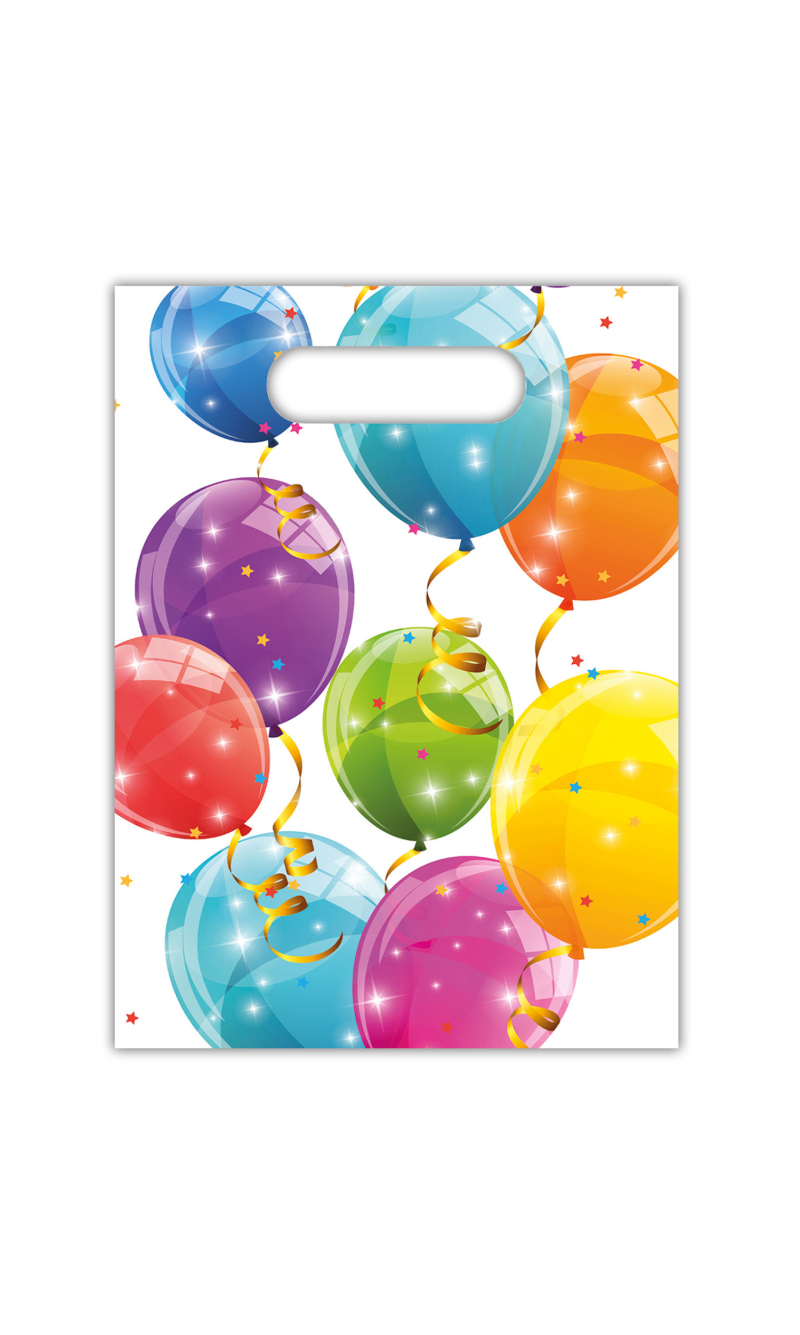 Sparkling Balloons Plastic Party Bags - 6pk
