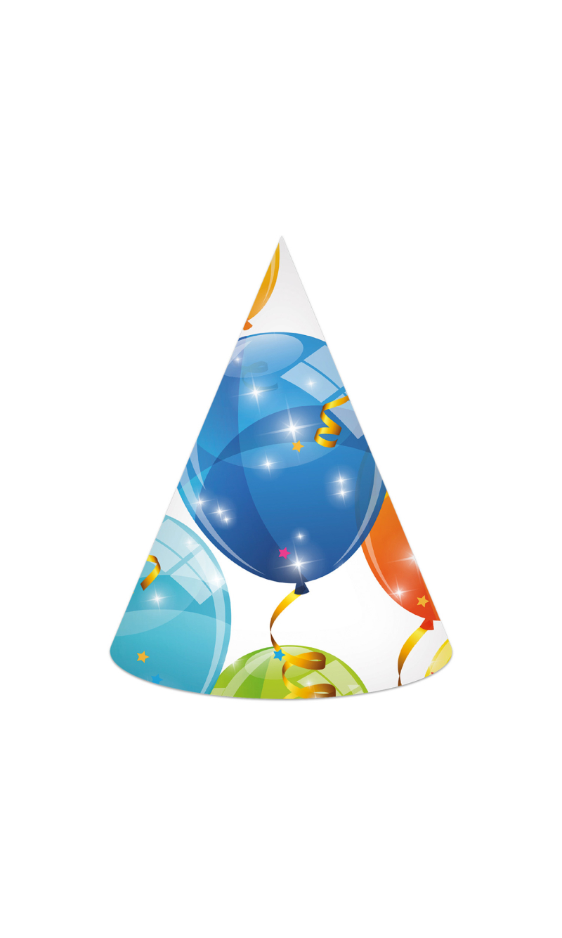 Sparkling Balloons Paper Hats - 6pk