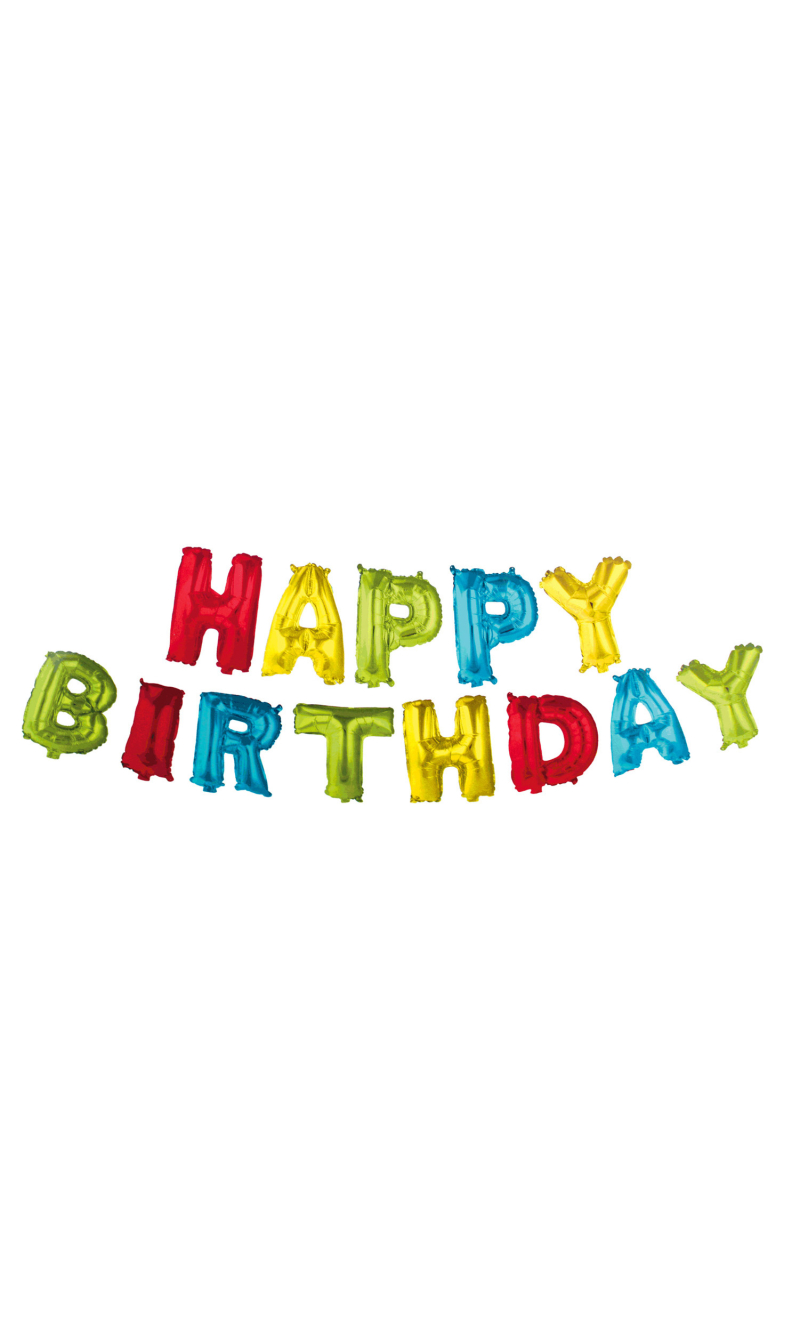 Rainbow Happy Birthday Foil Balloon Garland - 1pk