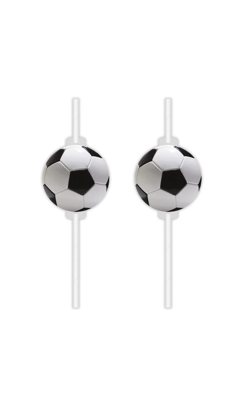 Football Party Medallion Paper Drinking Straws - 4pk