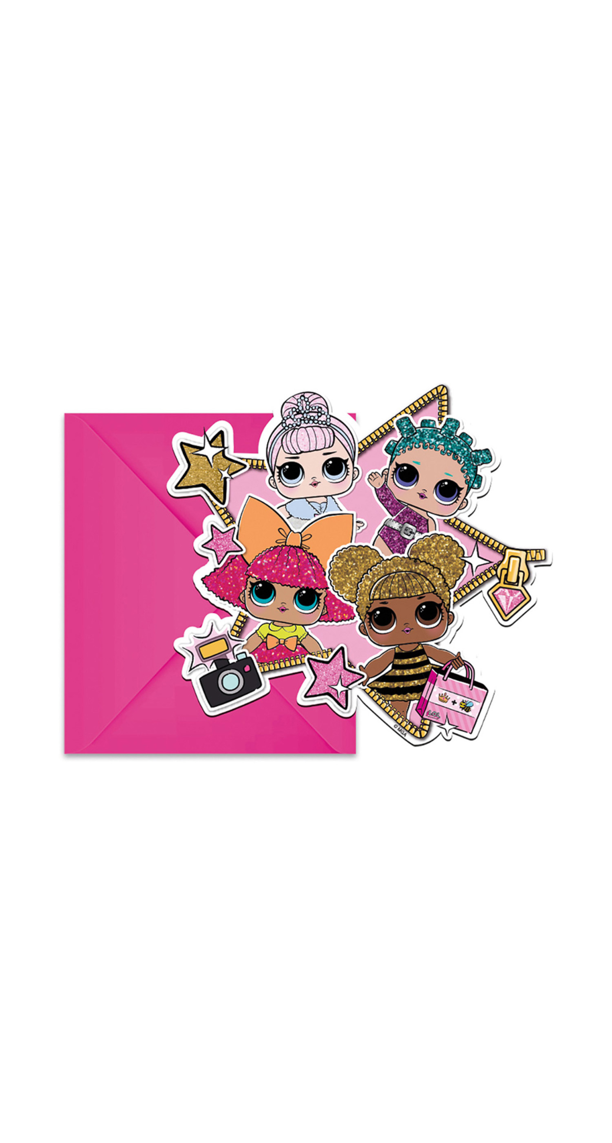 LOL Glitterati Die-Cut Invitations & Envelopes - 6pk