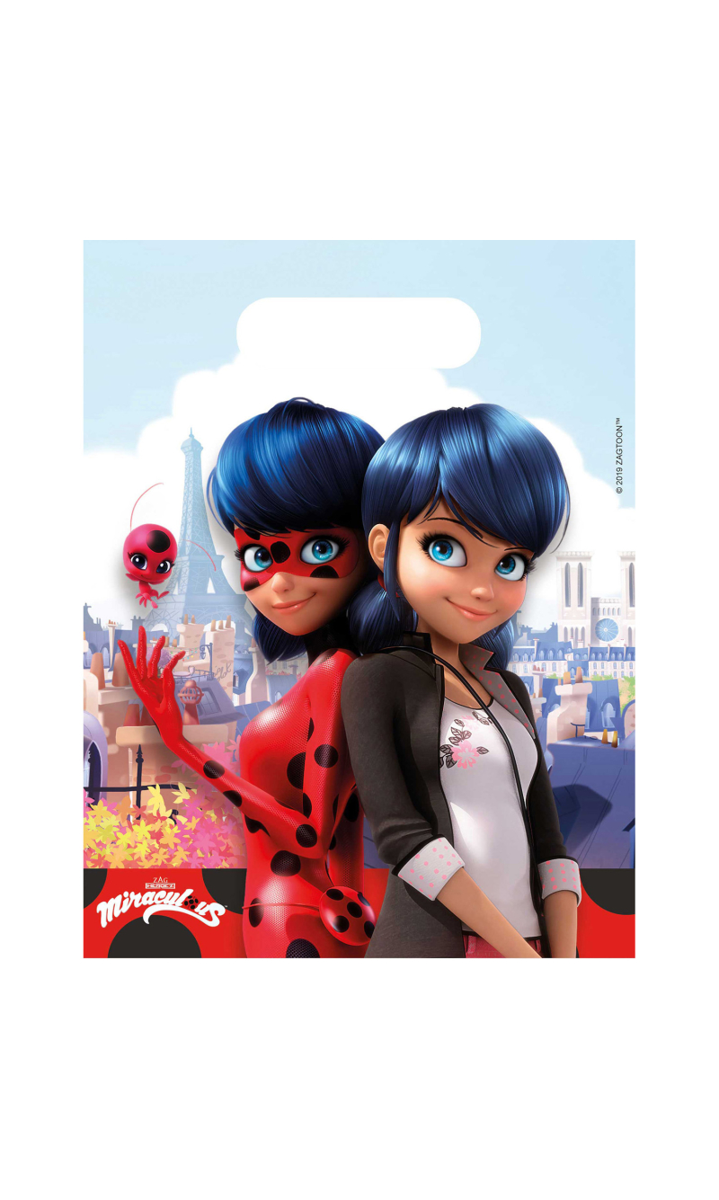 Miraculous Ladybug Plastic Party Bags - 6pk