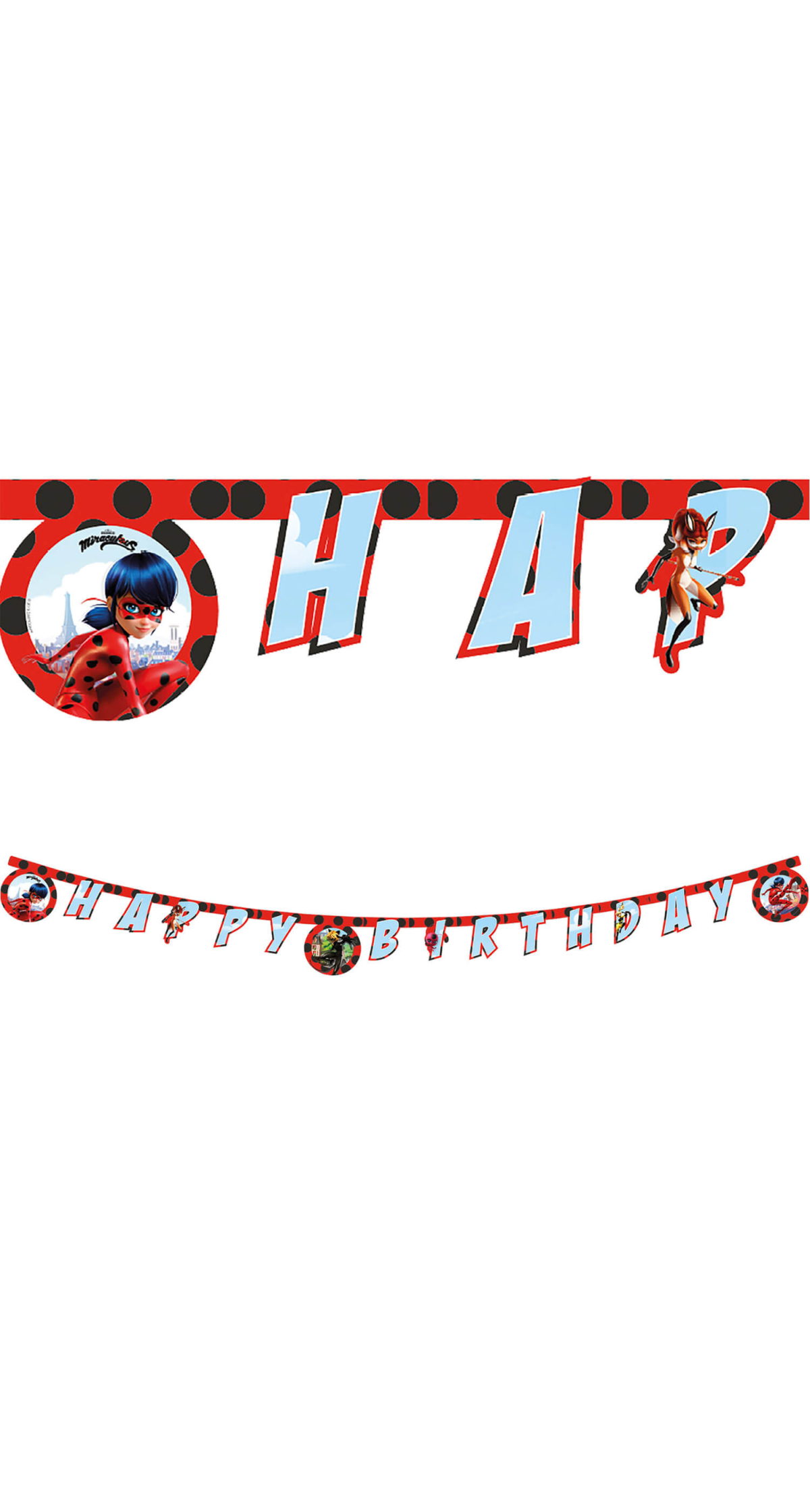 Miraculous Ladybug Happy Birthday Die-Cut Paper Banner - 1pk