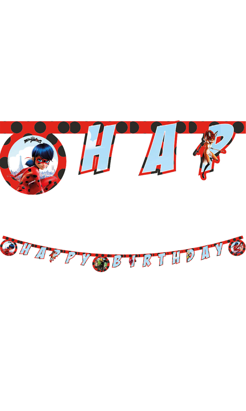 Miraculous Ladybug Happy Birthday Die-Cut Paper Banner - 1pk