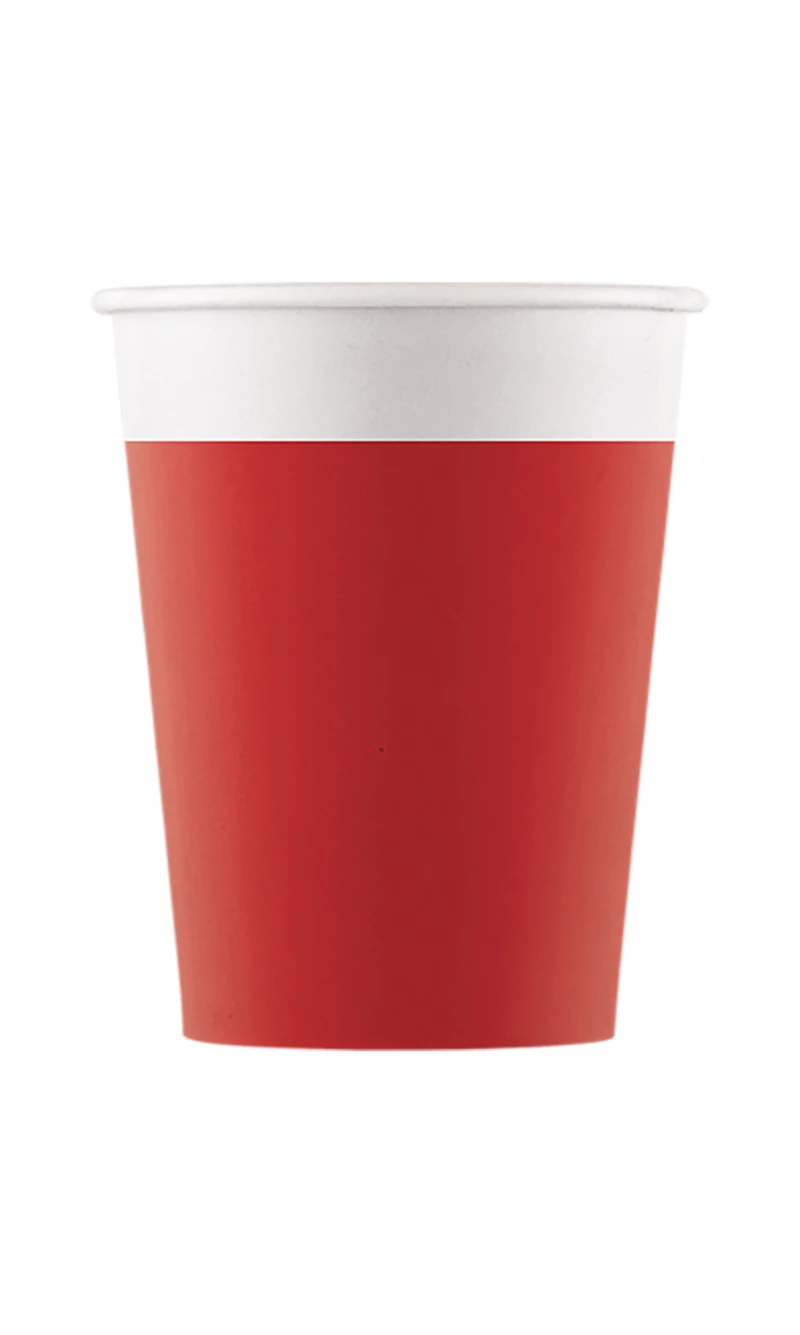 Red FSC Paper Cups 200ml - 8pk