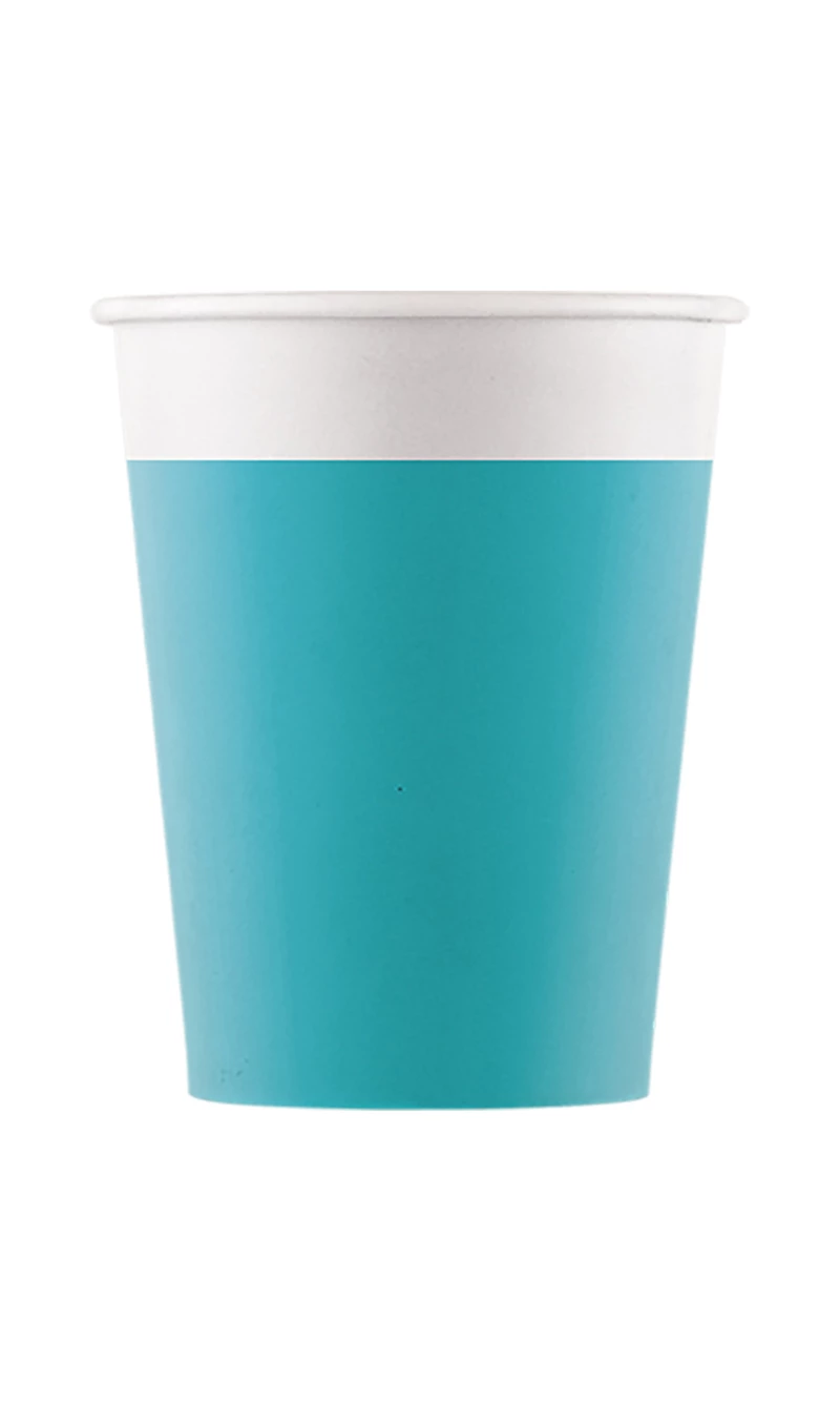 Turquoise FSC Paper Cups 200ml - 8pk
