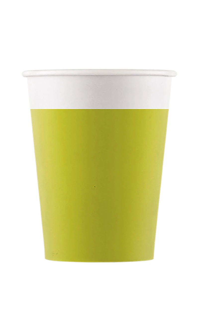 Lime Green FSC Paper Cups 200ml - 8pk