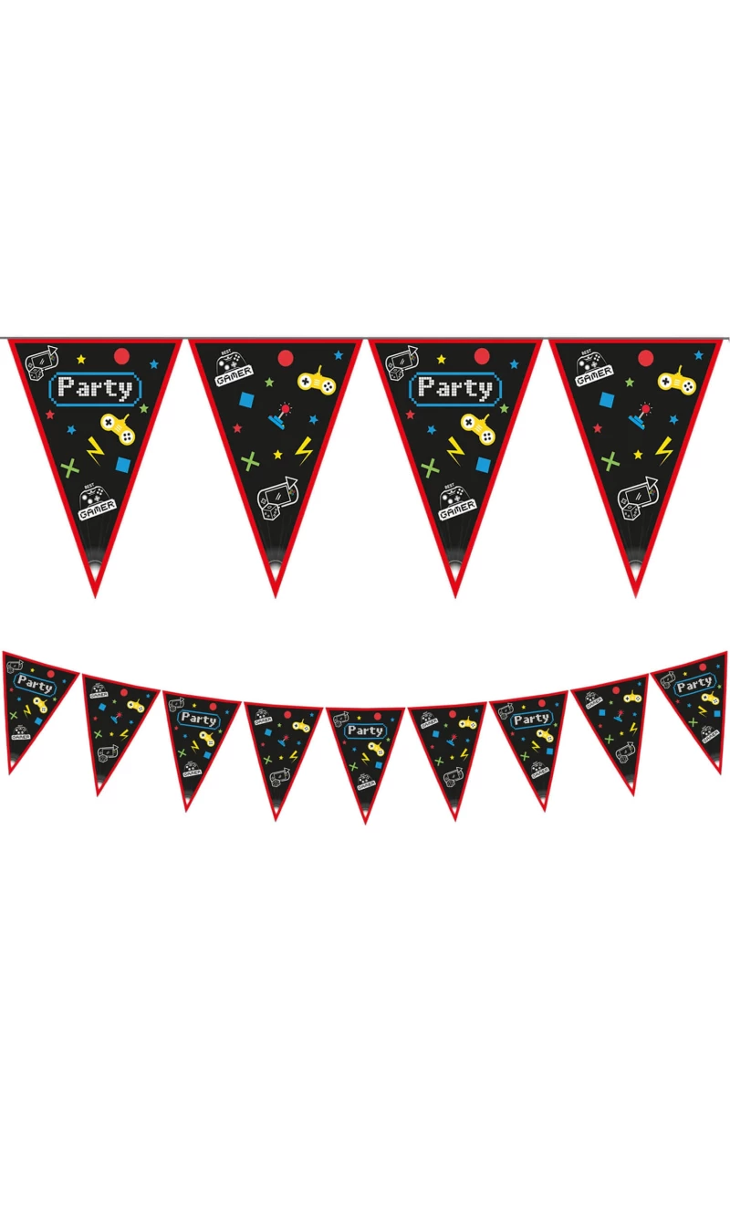 Gaming Party FSC Paper Flag Banner (9 flags) - 1pk