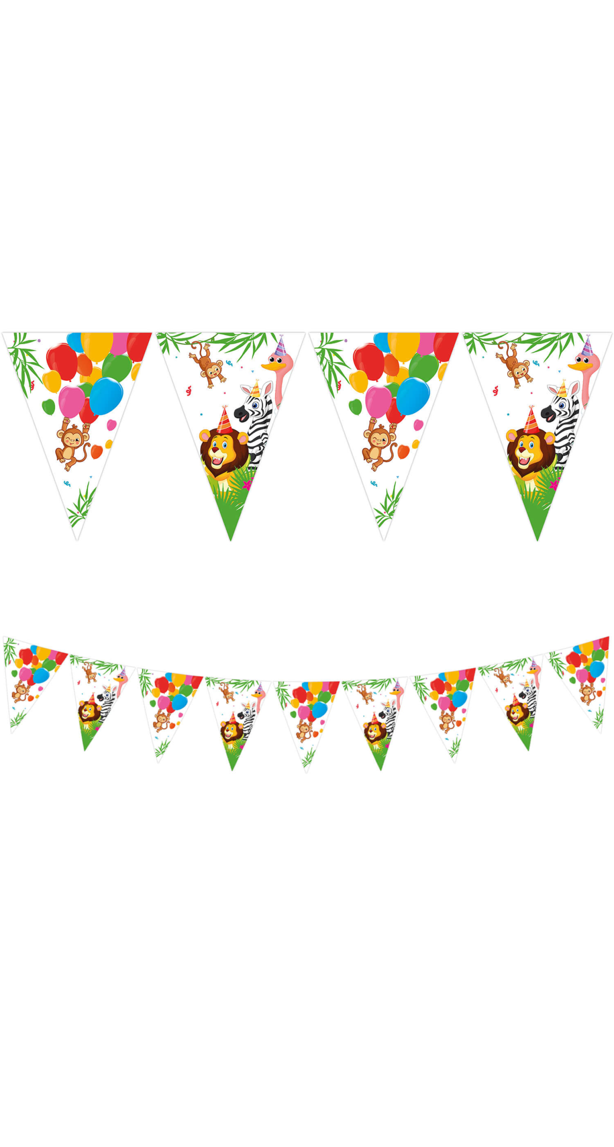 Jungle Balloons FSC Paper Flag Banner (9 flags) - 1pk
