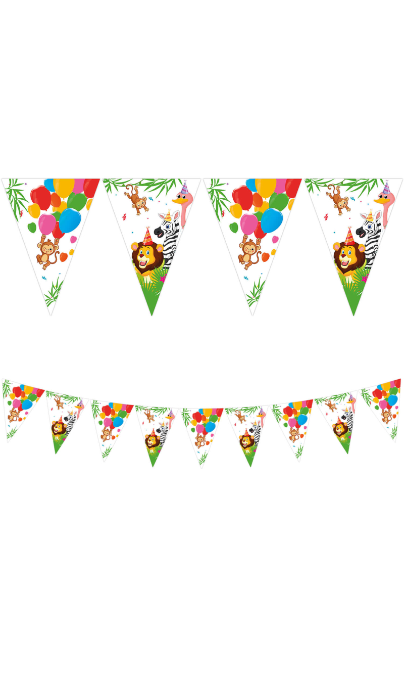 Jungle Balloons FSC Paper Flag Banner (9 flags) - 1pk
