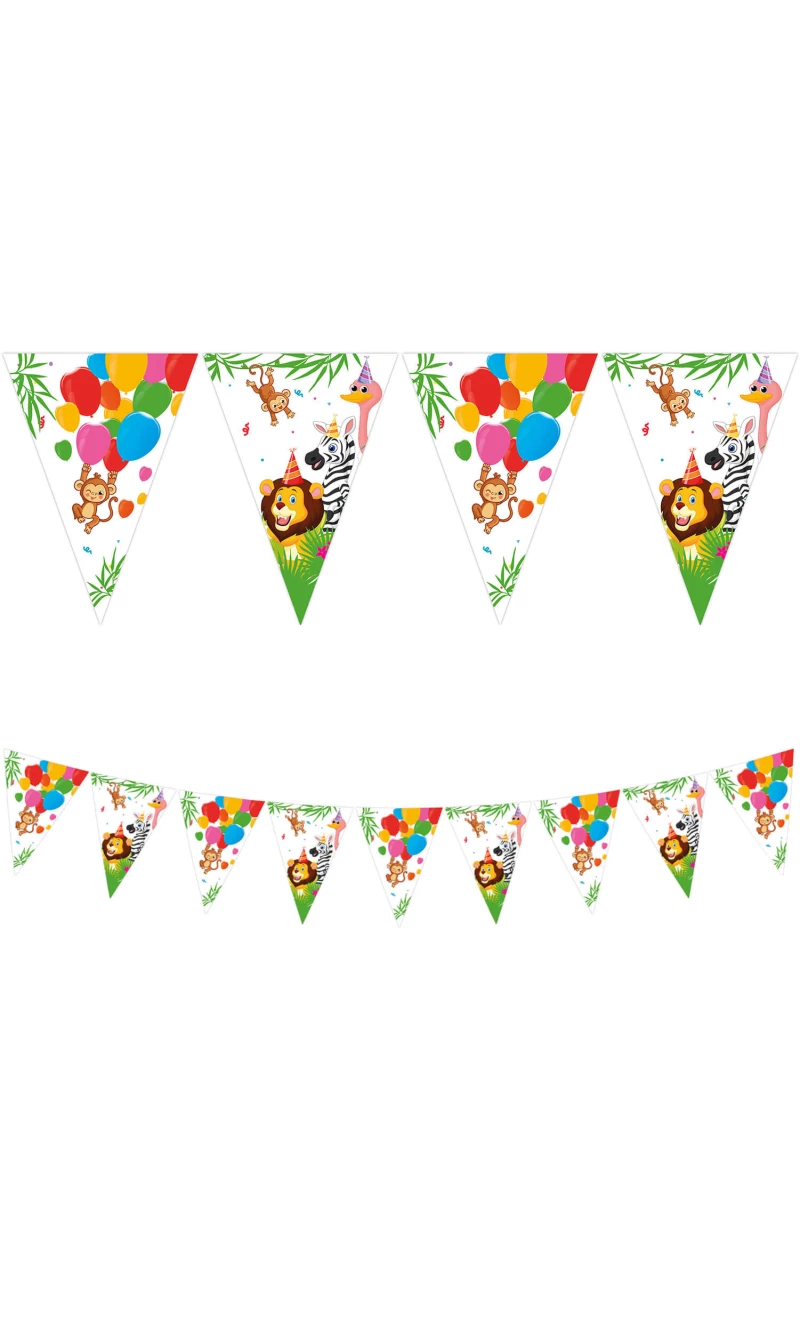 Jungle Balloons FSC Paper Flag Banner (9 flags) - 1pk