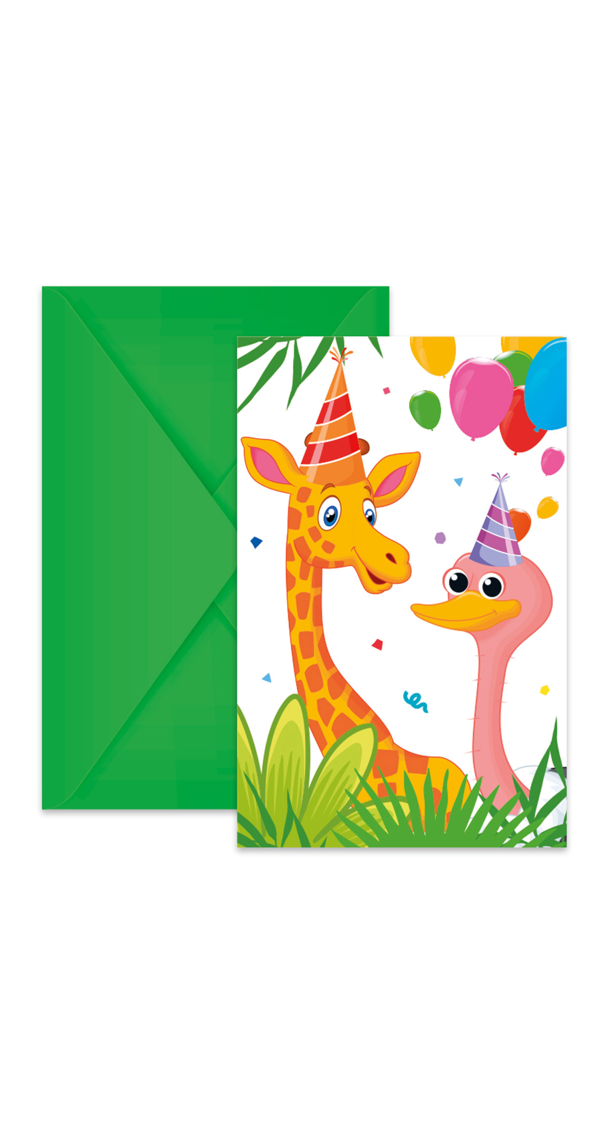 Jungle Balloons FSC Invitations & Envelopes - 6pk