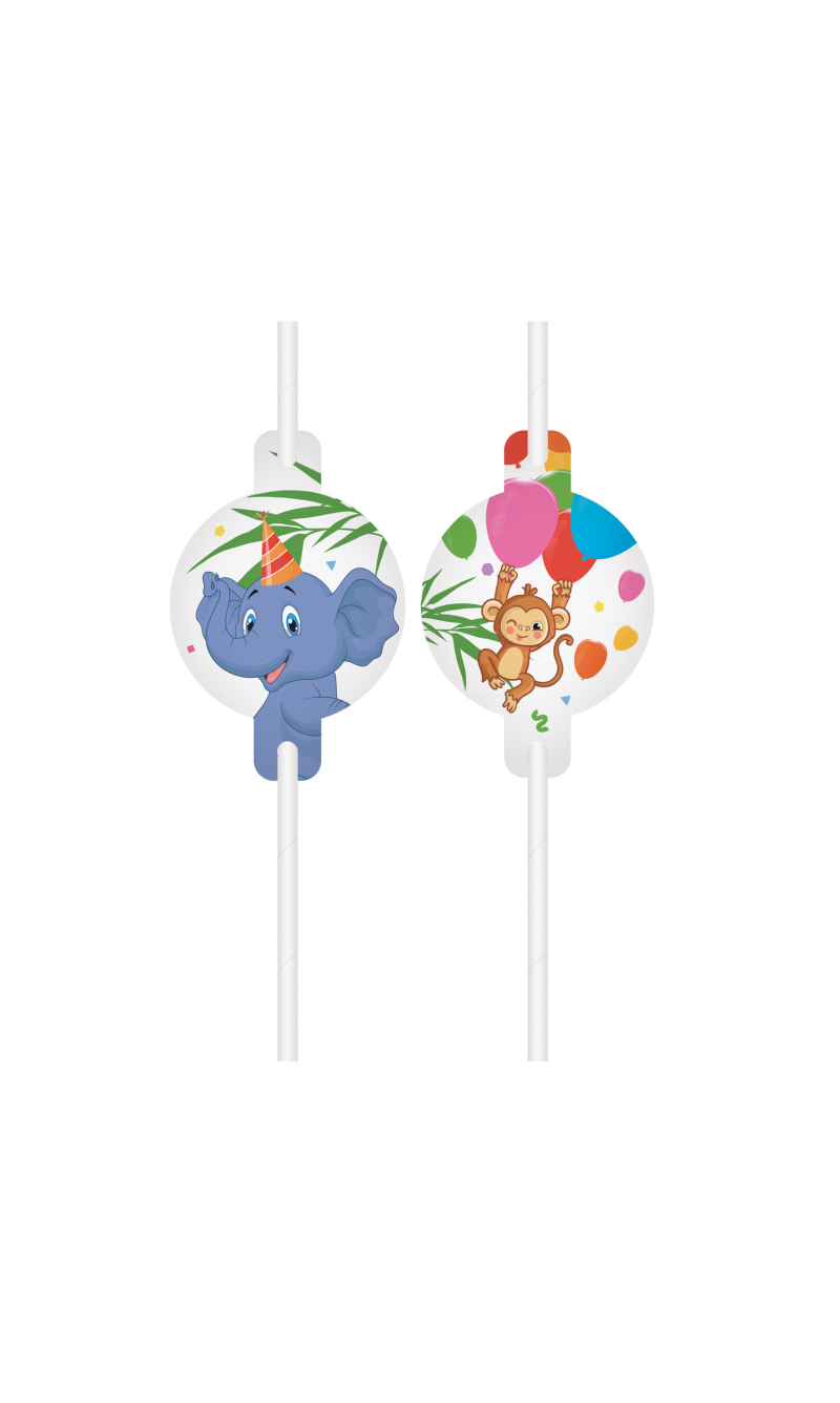 Jungle Balloons FSC Medallion Paper Drinking Straws - 4pk