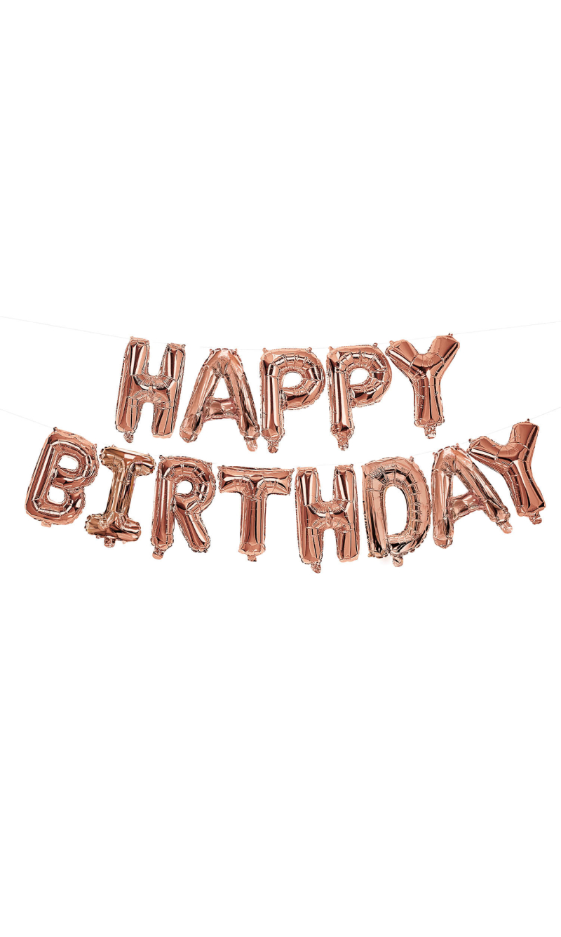 Party Essentials "Happy Birthday" Rose Gold Foil Balloons - 1pk