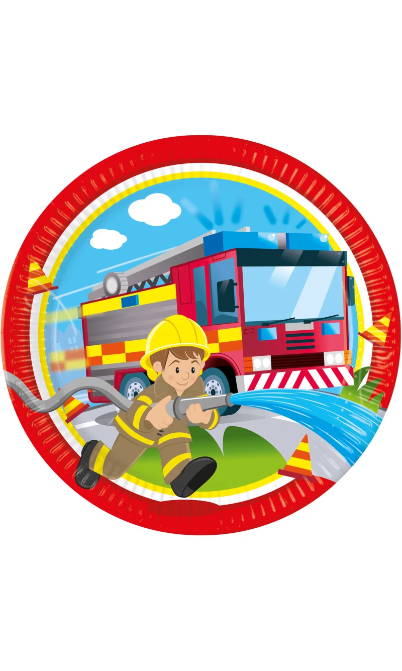 Firefighters FSC Paper Plates Large 23cm - 8pk
