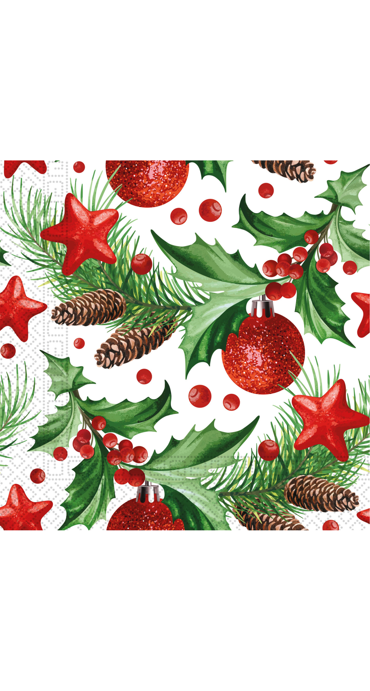 Christmas FSC 3-Ply Napkins 33x33cm Festive Pinecones - 20pk