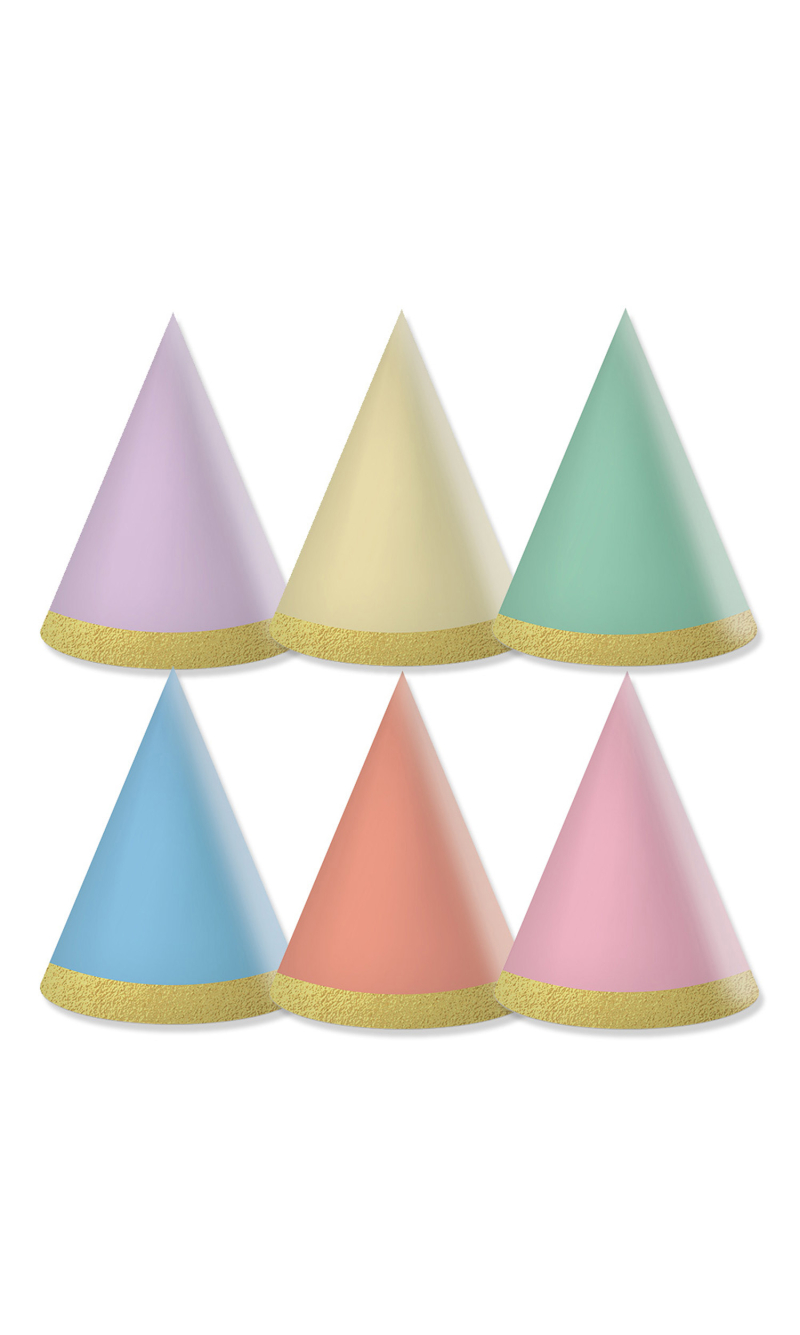 Mini Party Hats FSC Assorted Pastel Colors - 6pk