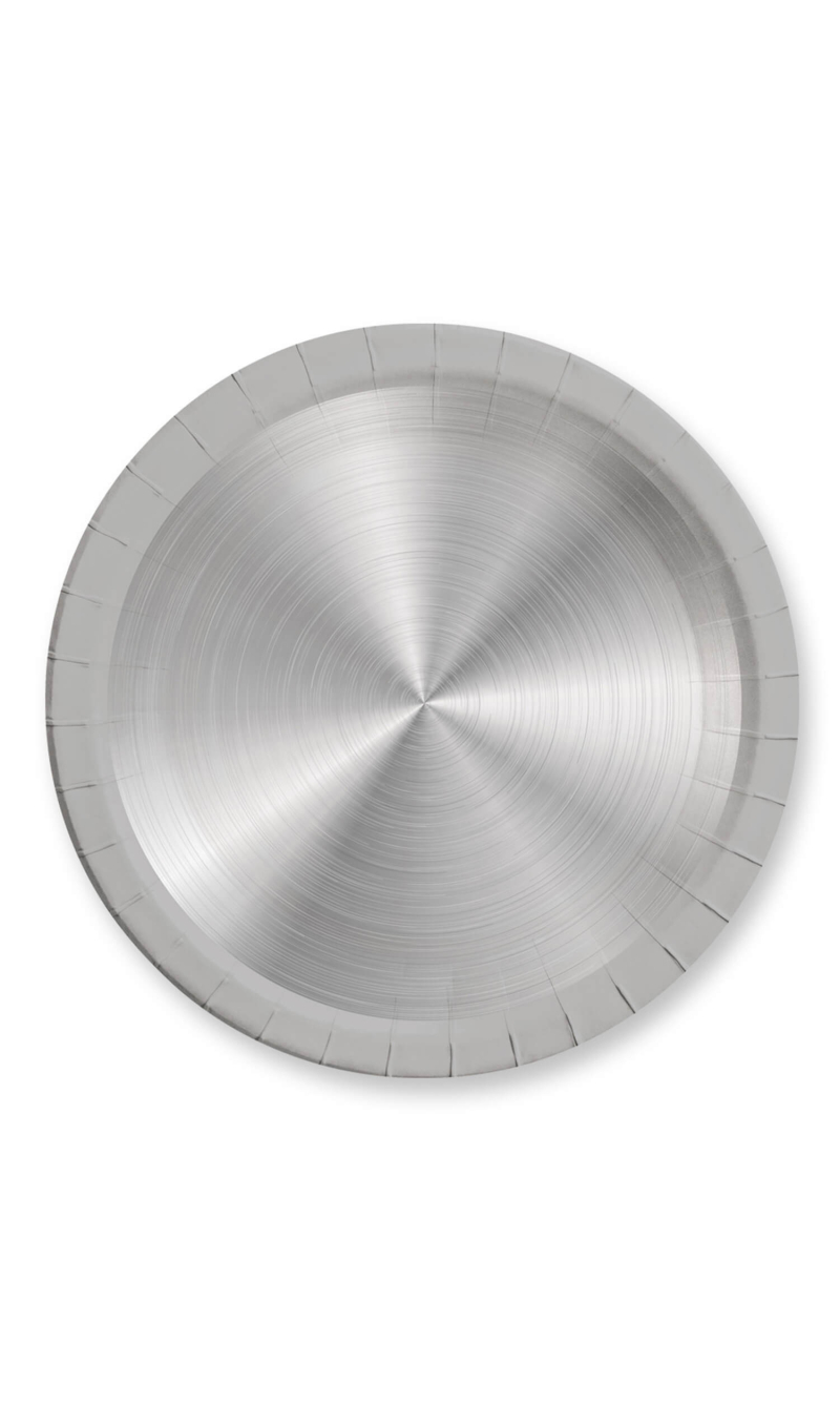 Silver FSC Paper Plates Large 23cm - 8pk