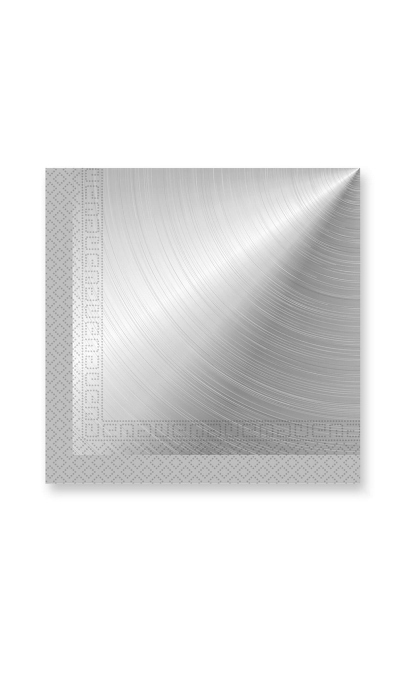Silver FSC 3-Ply Paper Napkins 33x33cm - 20pk