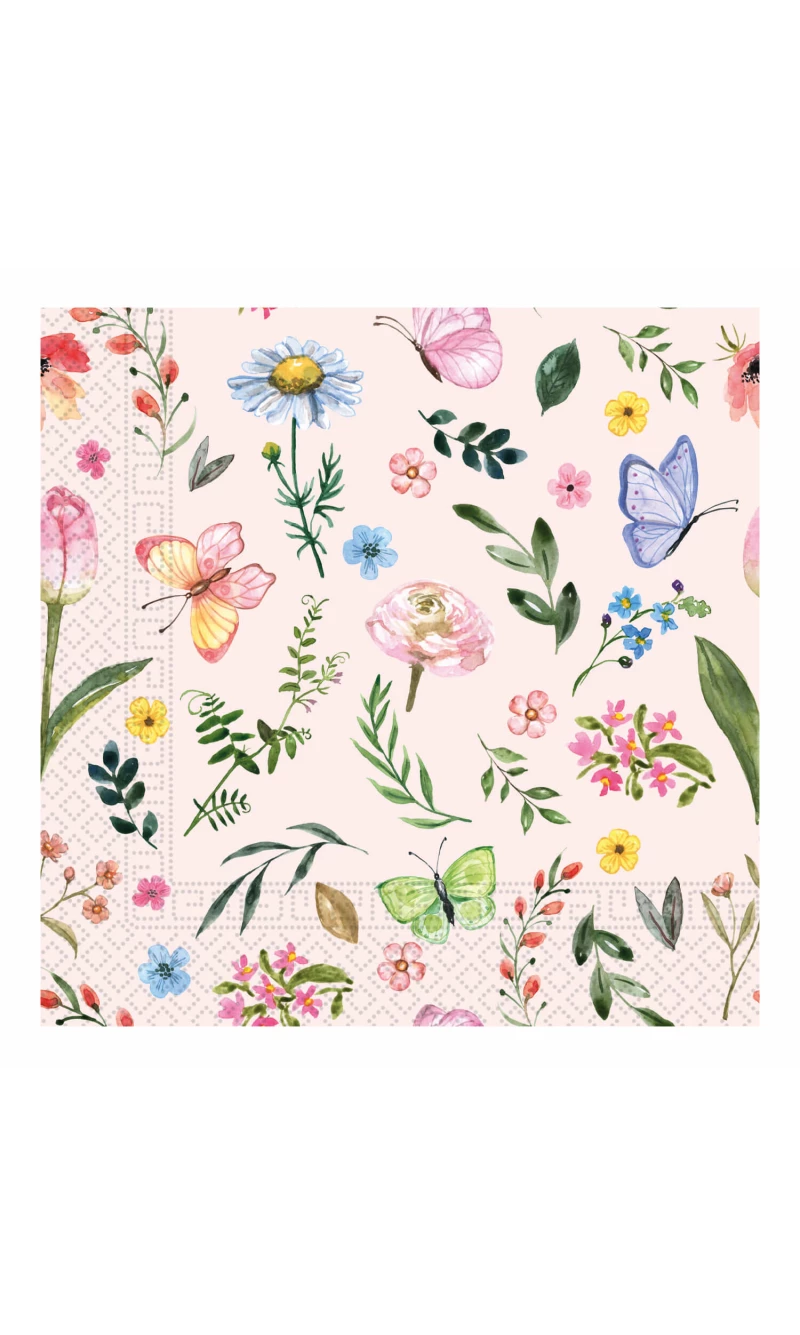 Everyday Designs FSC 3-Ply Napkins 33x33cm - Pink Butterfly - 20pk