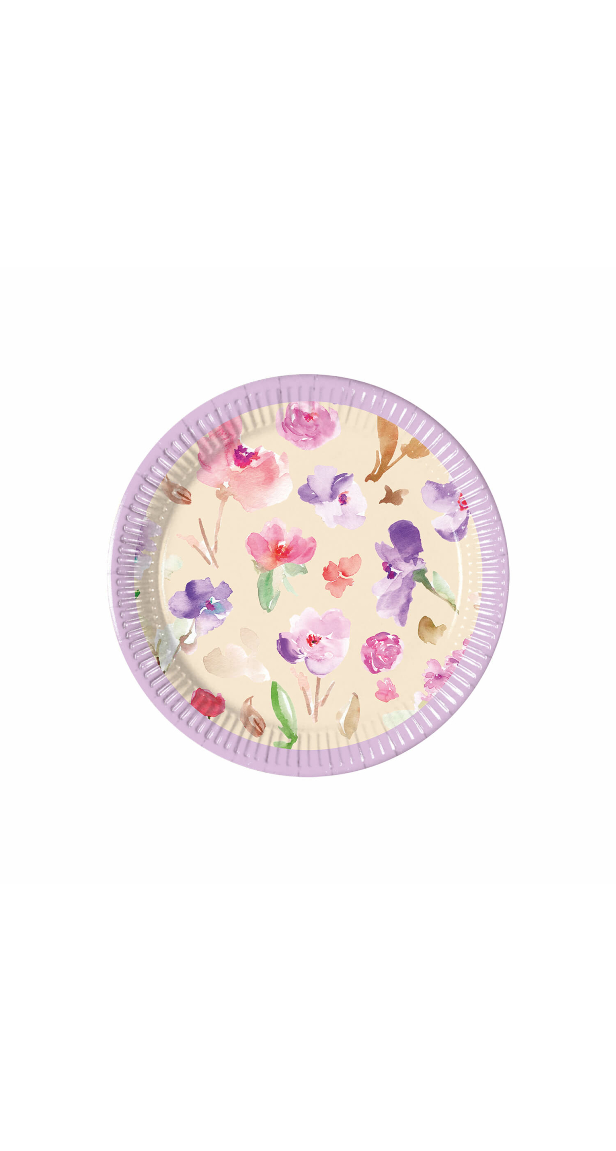 Watercolor Flowers Paper Plates Next Generation Medium 20cm - 8pk