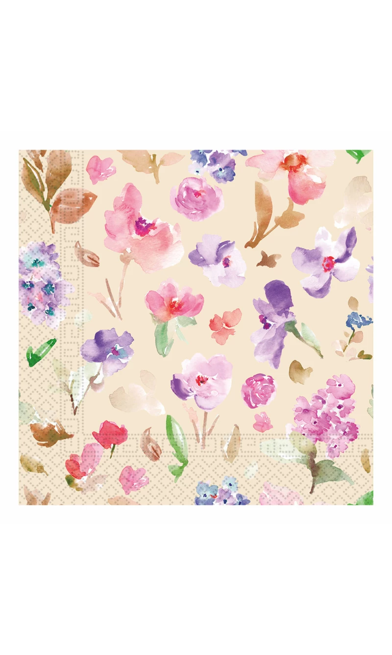 Watercolor Flowers FSC 3-Ply Paper Napkins 33x33cm - 20pk