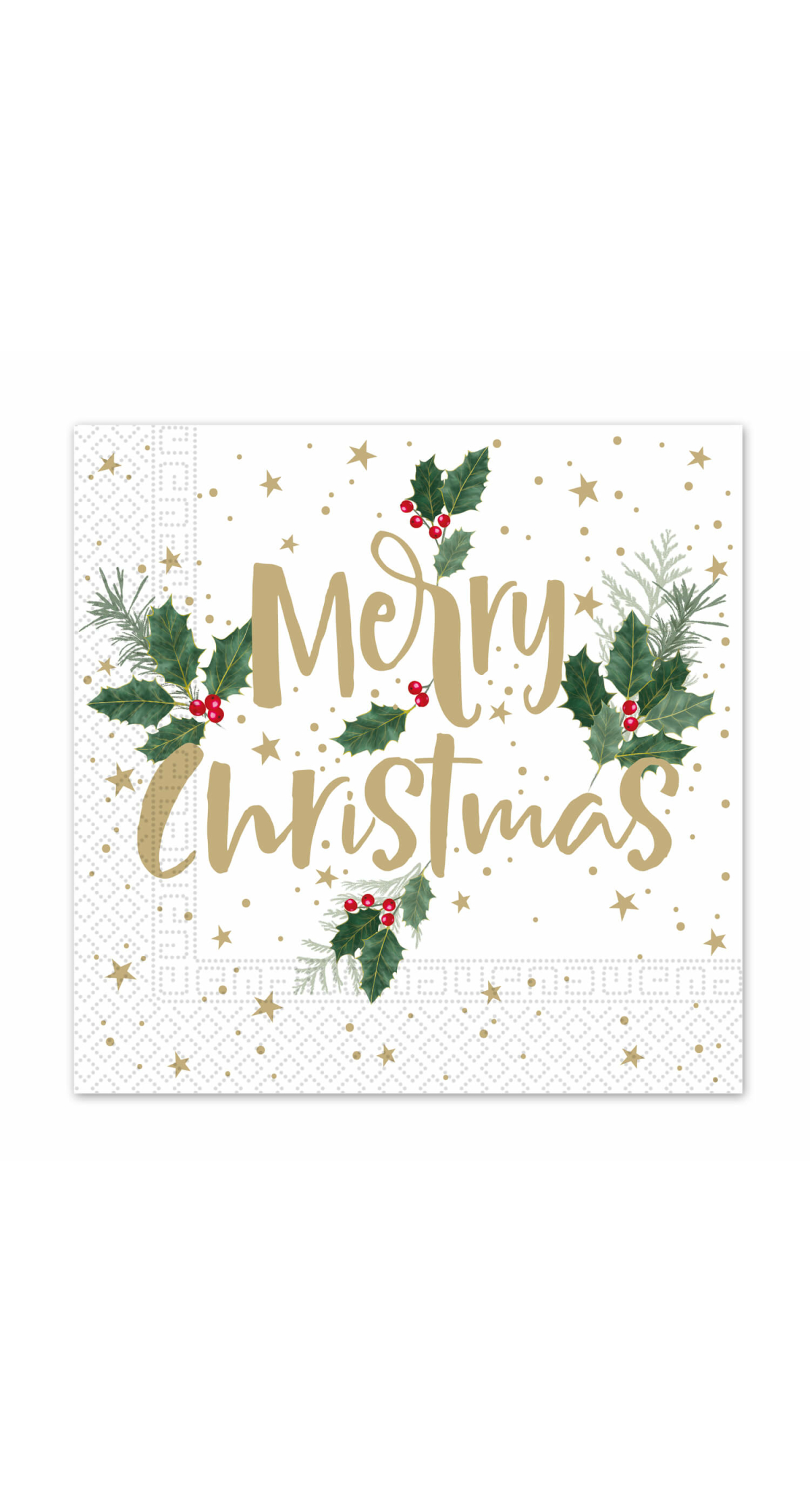 Christmas FSC 3-Ply Napkins 33x33cm Holly Merry - 20pk